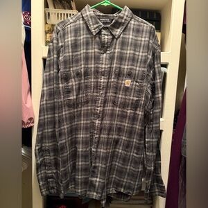 Carhartt Rugged Flex Gray Plaid Flannel shirt